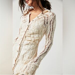 Free people Shayla lace mini dress in cream
